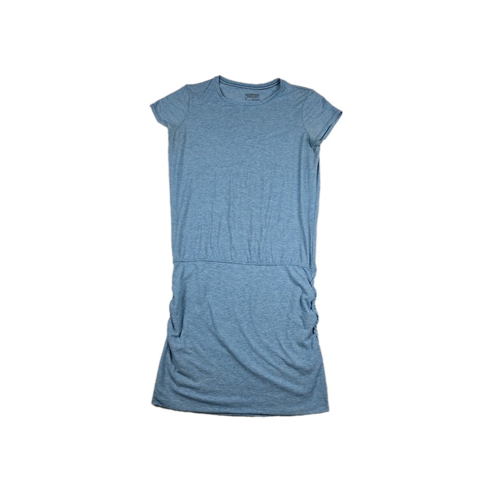 Patagonia Women's Small Blue Worn Wear Stretch Short‎ Sleeve Ruched Tee Dress